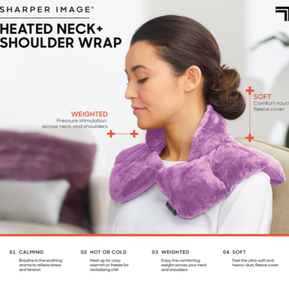 SHARPER IMAGE Warm & Cooling Herbal Aromatherapy Neck & Shoulder Plush Wrap Pad - Picture 2 of 5